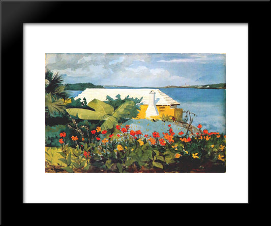 Flower Garden And Bungalow, Bermuda 20x24 Black Modern Wood Framed Art Print Poster by Homer, Winslow