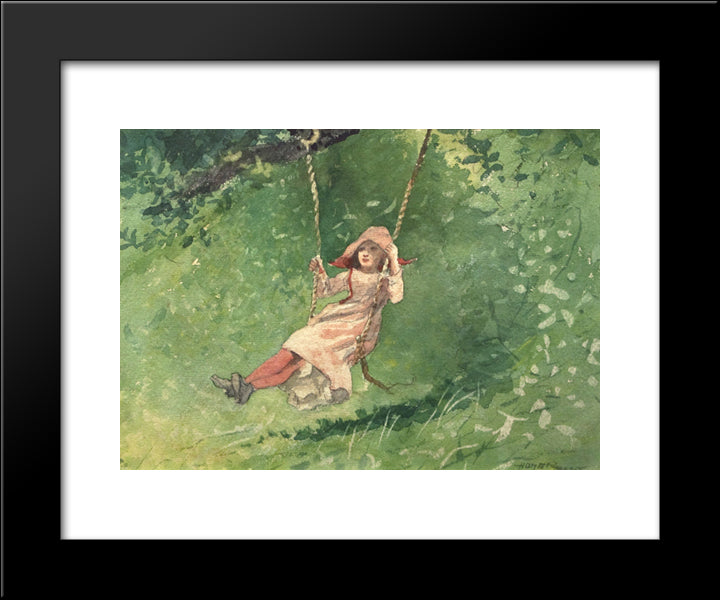 Girl On A Swing 20x24 Black Modern Wood Framed Art Print Poster by Homer, Winslow