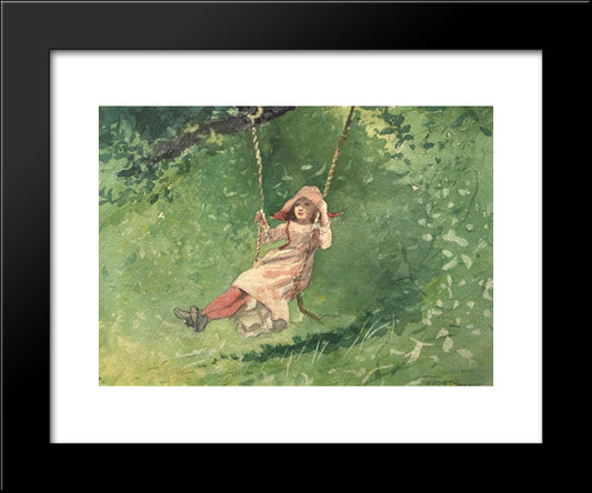 Girl On A Swing 20x24 Black Modern Wood Framed Art Print Poster by Homer, Winslow