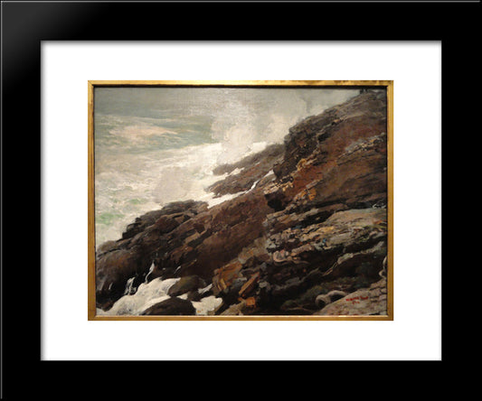 High Cliff, Coast Of Maine 20x24 Black Modern Wood Framed Art Print Poster by Homer, Winslow