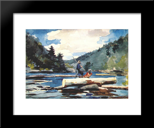 Hudson River, Logging 20x24 Black Modern Wood Framed Art Print Poster by Homer, Winslow