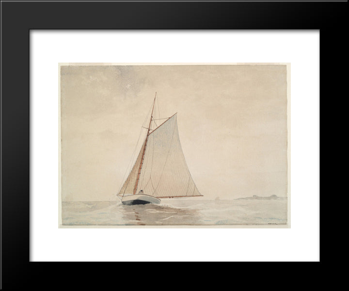 Sailing Off Gloucester 20x24 Black Modern Wood Framed Art Print Poster by Homer, Winslow