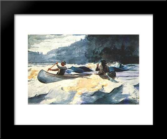 Shooting The Rapids 20x24 Black Modern Wood Framed Art Print Poster by Homer, Winslow