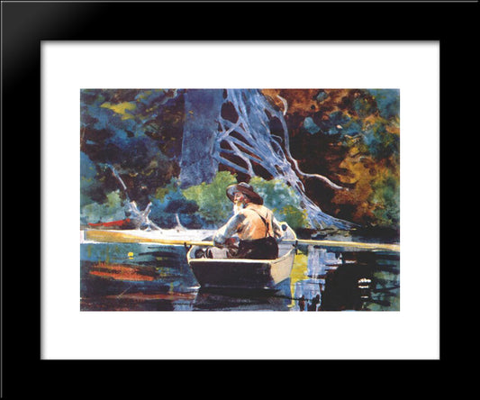 The Adirondack Guide 20x24 Black Modern Wood Framed Art Print Poster by Homer, Winslow
