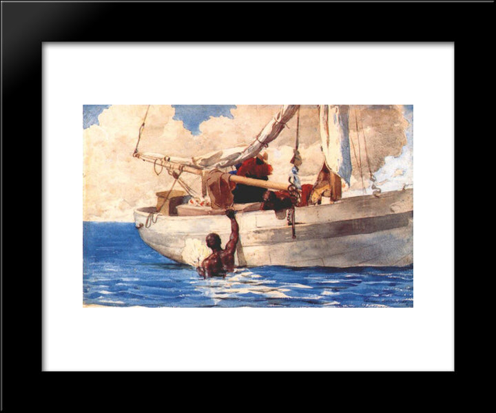 The Coral Divers 20x24 Black Modern Wood Framed Art Print Poster by Homer, Winslow