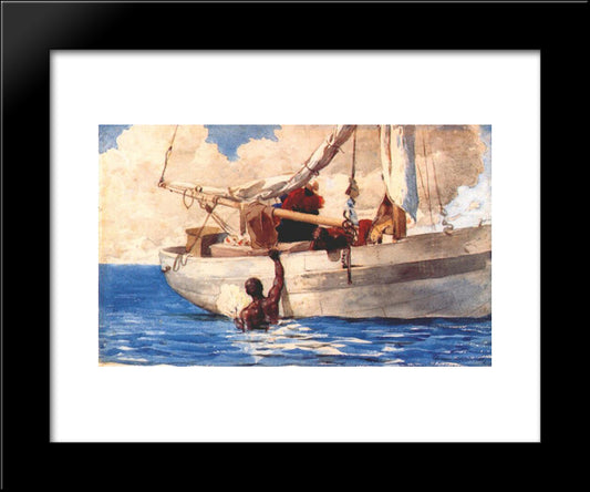 The Coral Divers 20x24 Black Modern Wood Framed Art Print Poster by Homer, Winslow