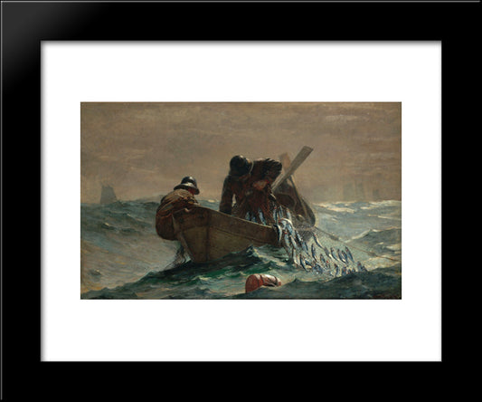 The Herring Net 20x24 Black Modern Wood Framed Art Print Poster by Homer, Winslow