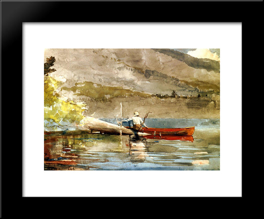 The Red Canoe 20x24 Black Modern Wood Framed Art Print Poster by Homer, Winslow