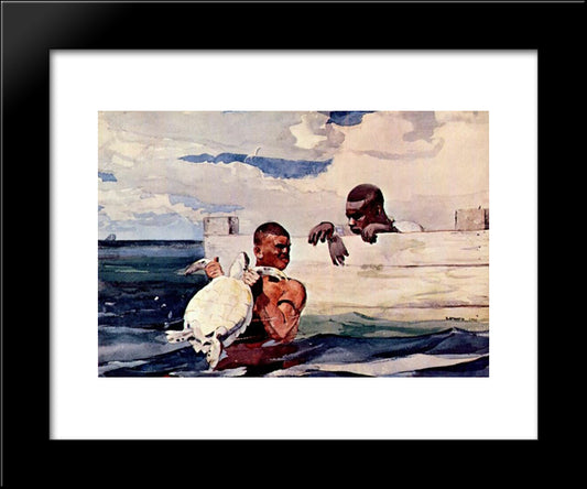The Turtle Pound 20x24 Black Modern Wood Framed Art Print Poster by Homer, Winslow
