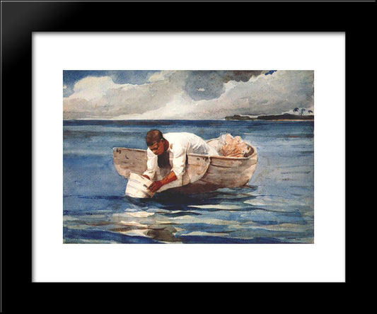 The Water Fan 20x24 Black Modern Wood Framed Art Print Poster by Homer, Winslow