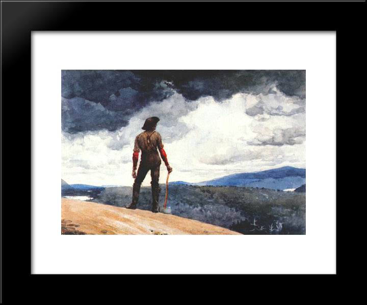 The Woodcutter 20x24 Black Modern Wood Framed Art Print Poster by Homer, Winslow