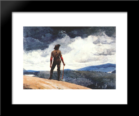 The Woodcutter 20x24 Black Modern Wood Framed Art Print Poster by Homer, Winslow