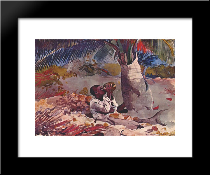 Under The Coco Palm 20x24 Black Modern Wood Framed Art Print Poster by Homer, Winslow