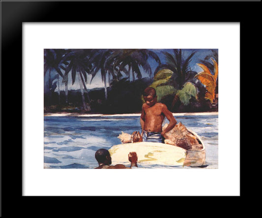 West India Divers 20x24 Black Modern Wood Framed Art Print Poster by Homer, Winslow