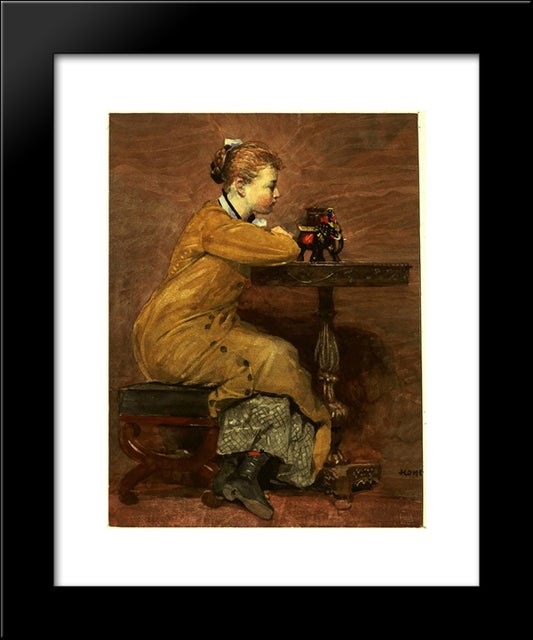 Woman And Elephant 20x24 Black Modern Wood Framed Art Print Poster by Homer, Winslow