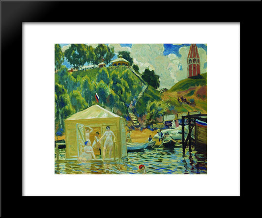 Bathing 20x24 Black Modern Wood Framed Art Print Poster by Kustodiev, Boris