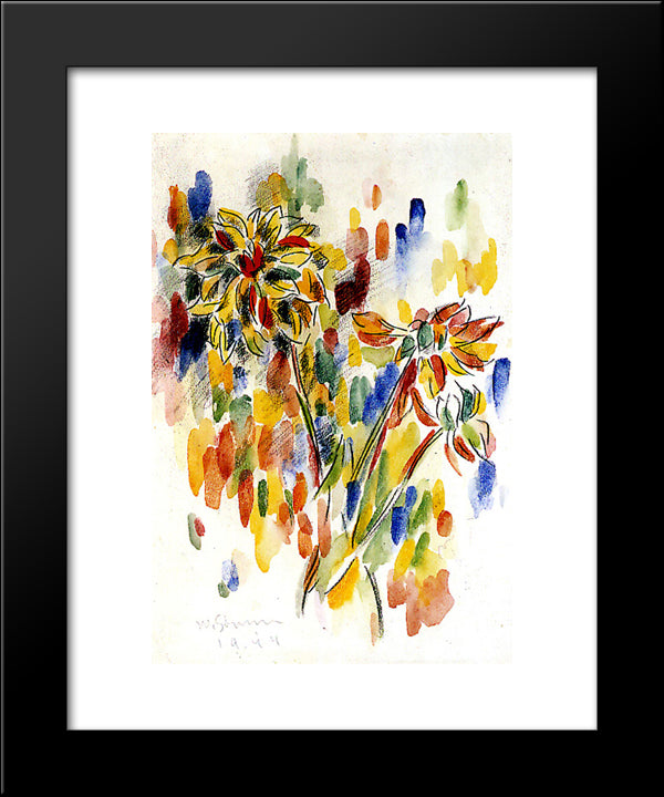 Kwiaty 20x24 Black Modern Wood Framed Art Print Poster by Strzeminski, Wladyslaw