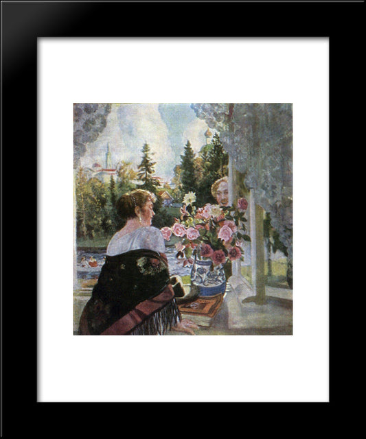 By Window 20x24 Black Modern Wood Framed Art Print Poster by Kustodiev, Boris