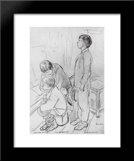 Children 20x24 Black Modern Wood Framed Art Print Poster by Kustodiev, Boris