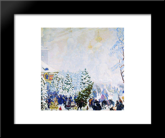 Christmas Tree Bargain 20x24 Black Modern Wood Framed Art Print Poster by Kustodiev, Boris