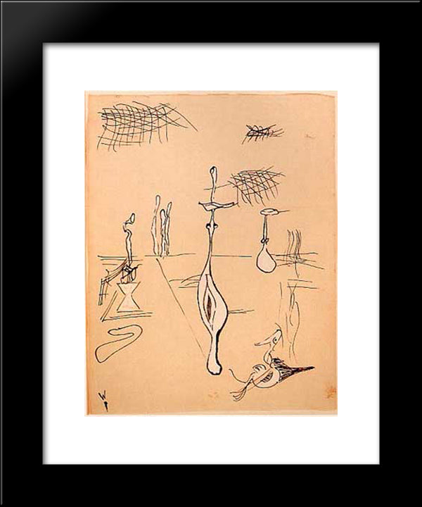 Metamorphose Interrompue 20x24 Black Modern Wood Framed Art Print Poster by Paalen, Wolfgang