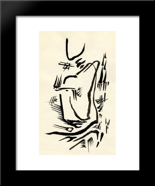 Untitled (Automatic Drawing) 20x24 Black Modern Wood Framed Art Print Poster by Paalen, Wolfgang