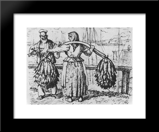 Dried Fish Merchant 20x24 Black Modern Wood Framed Art Print Poster by Kustodiev, Boris