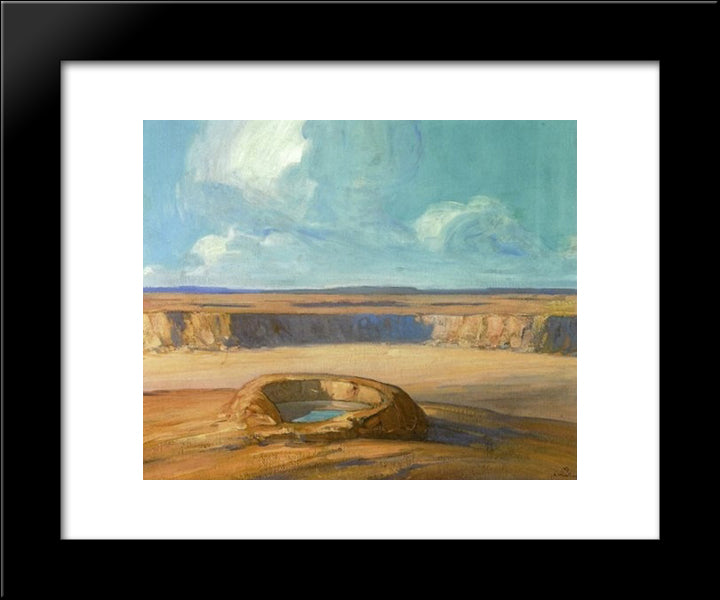 The Waterhole 20x24 Black Modern Wood Framed Art Print Poster by Martinez, Xavier