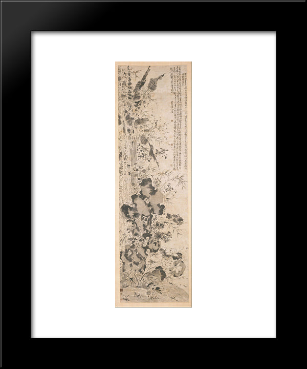 Sixteen Flowers 20x24 Black Modern Wood Framed Art Print Poster by Xu Wei