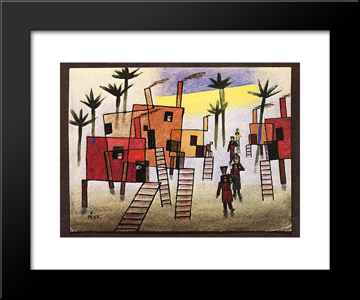 Casas En Alto 20x24 Black Modern Wood Framed Art Print Poster by Solar, Xul