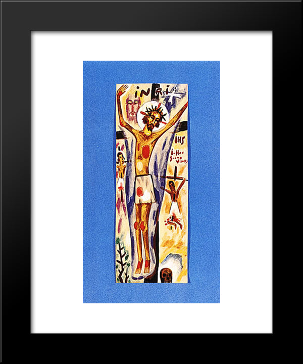 Jesus Crucifio 20x24 Black Modern Wood Framed Art Print Poster by Solar, Xul