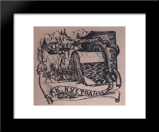 Exlibris K. Kustodiev 20x24 Black Modern Wood Framed Art Print Poster by Kustodiev, Boris