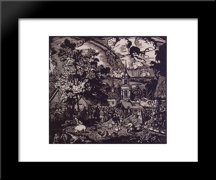 Fair In The Village 20x24 Black Modern Wood Framed Art Print Poster by Kustodiev, Boris