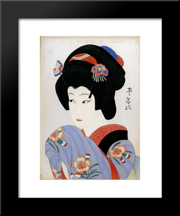 Ichikawa Shocho Ii As Oman 20x24 Black Modern Wood Framed Art Print Poster by Toyonari, Yamamura