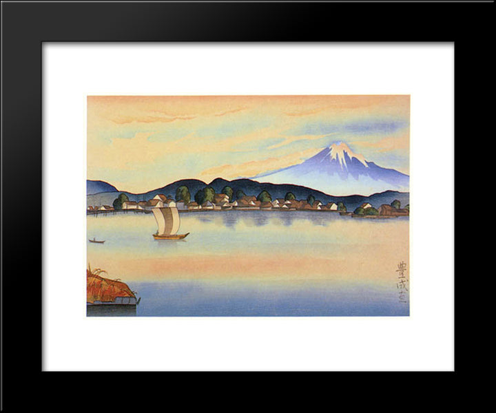 View Of Fuji From Izumo 20x24 Black Modern Wood Framed Art Print Poster by Toyonari, Yamamura