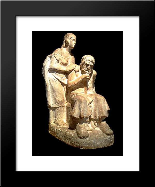 Oedipus And Antigone 20x24 Black Modern Wood Framed Art Print Poster by Chalepas, Yannoulis