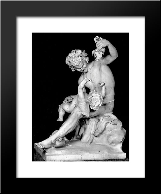 Satyr Plays With Eros 20x24 Black Modern Wood Framed Art Print Poster by Chalepas, Yannoulis