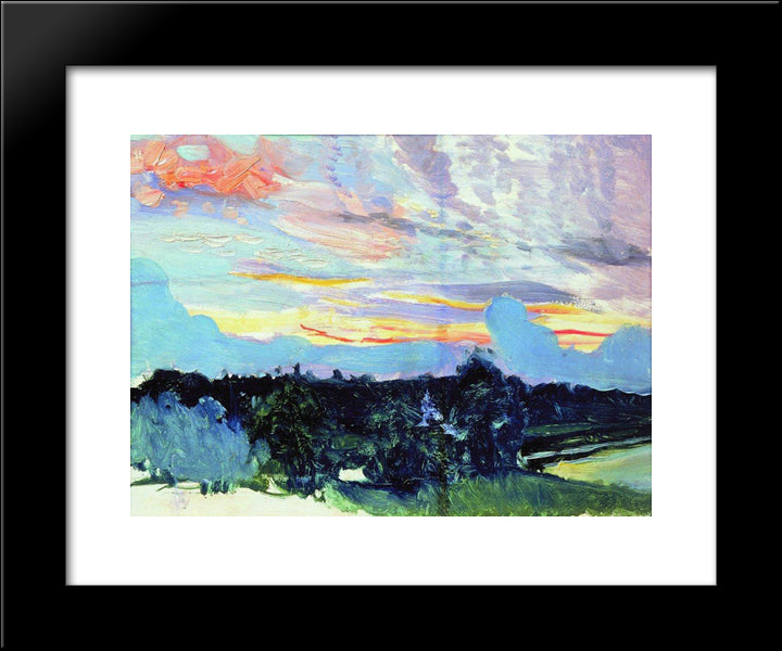 Forest Near The Village Maureeno 20x24 Black Modern Wood Framed Art Print Poster by Kustodiev, Boris