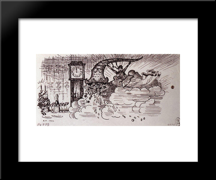 Fortune With Cornucopia (Outro) 20x24 Black Modern Wood Framed Art Print Poster by Kustodiev, Boris