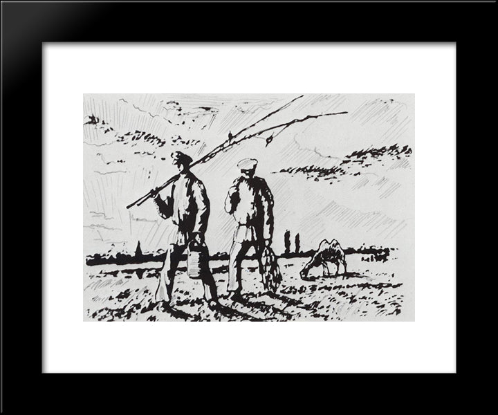 From Fishing 20x24 Black Modern Wood Framed Art Print Poster by Kustodiev, Boris