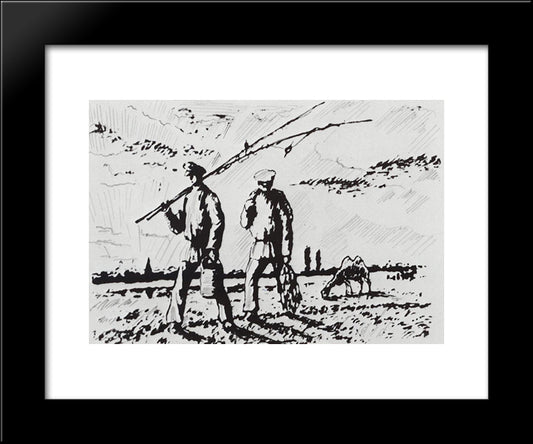 From Fishing 20x24 Black Modern Wood Framed Art Print Poster by Kustodiev, Boris