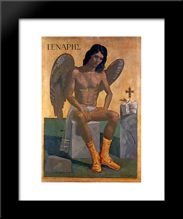 Alain As ''Jenuary'' 20x24 Black Modern Wood Framed Art Print Poster by Tsaroychis, Yiannis