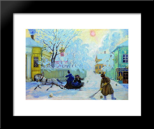 Frosty Morning 20x24 Black Modern Wood Framed Art Print Poster by Kustodiev, Boris