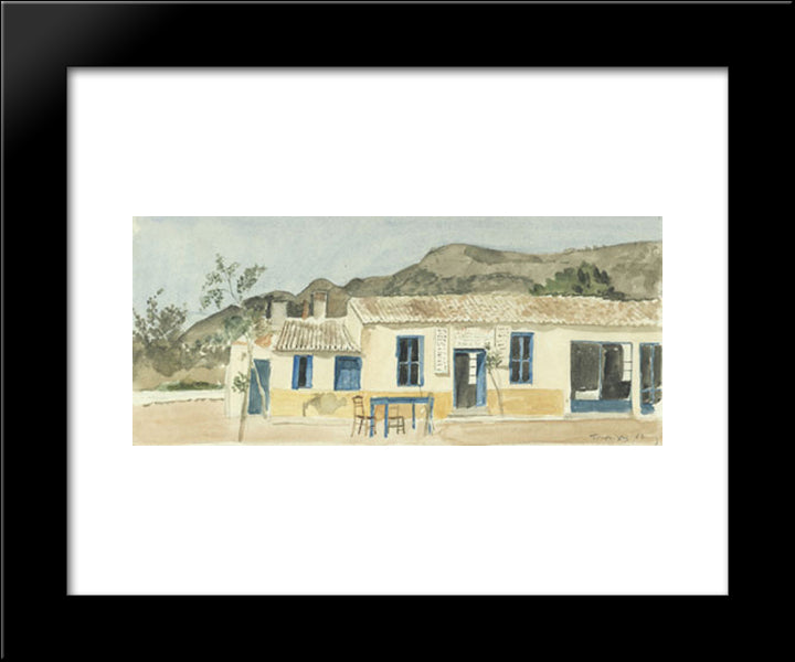 Coffee - House At Porto Rafti 20x24 Black Modern Wood Framed Art Print Poster by Tsaroychis, Yiannis