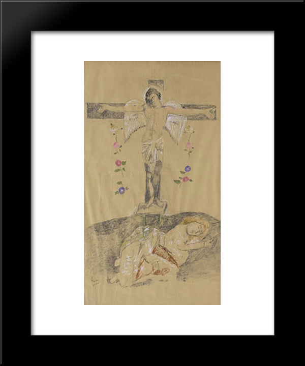 Eros On The Cross And Stella Violandi 20x24 Black Modern Wood Framed Art Print Poster by Tsaroychis, Yiannis