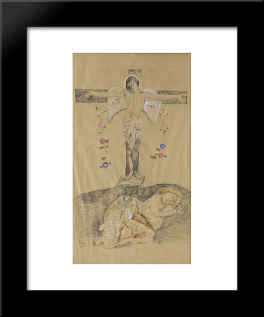 Eros On The Cross And Stella Violandi 20x24 Black Modern Wood Framed Art Print Poster by Tsaroychis, Yiannis