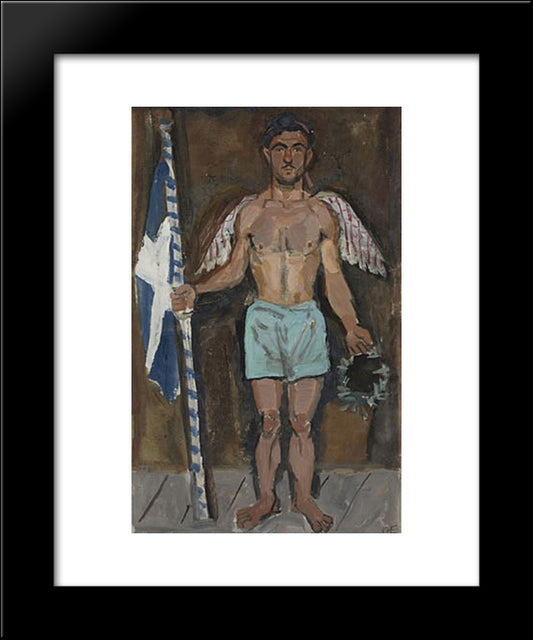 Evgenios Spatharis As An Angel At The Apotheosis Of Athanasios Diakos 20x24 Black Modern Wood Framed Art Print Poster by Tsaroychis, Yiannis