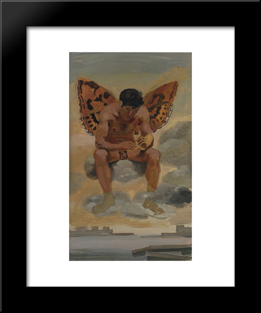 First Idea For The Spirit Of Boredom, Above Piraeus 20x24 Black Modern Wood Framed Art Print Poster by Tsaroychis, Yiannis