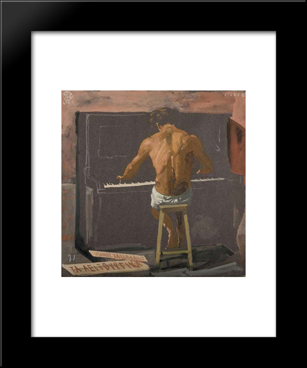 Half Naked Pianist 20x24 Black Modern Wood Framed Art Print Poster by Tsaroychis, Yiannis