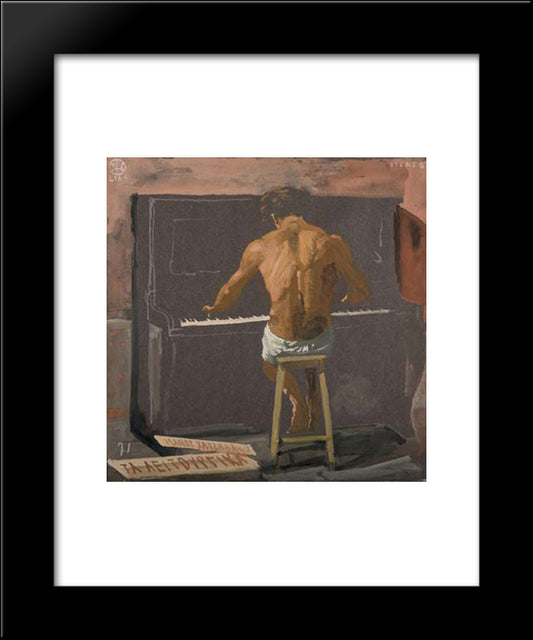 Half Naked Pianist 20x24 Black Modern Wood Framed Art Print Poster by Tsaroychis, Yiannis
